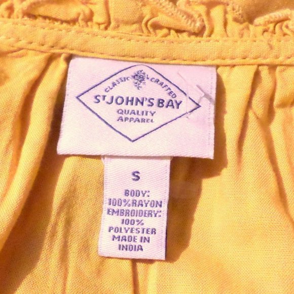 St. John’s Bay Yellow Embroidered Floral Boho Top - Women’s Small - Picture 4 of 7